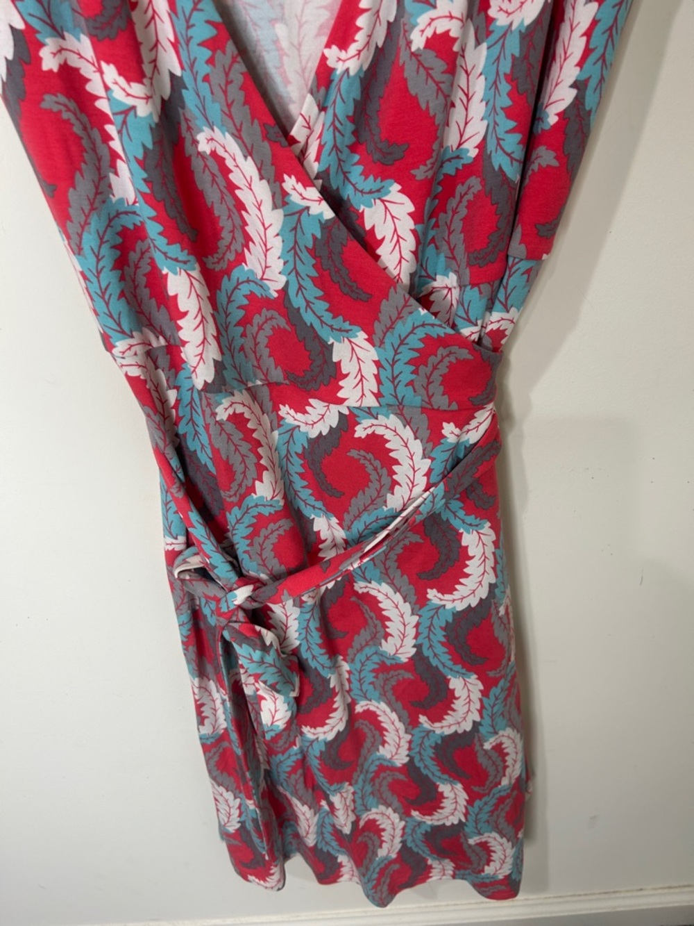 BODEN Marie V-Neck Wrap Dress Coral Blue Size 10R - Picture 8 of 16